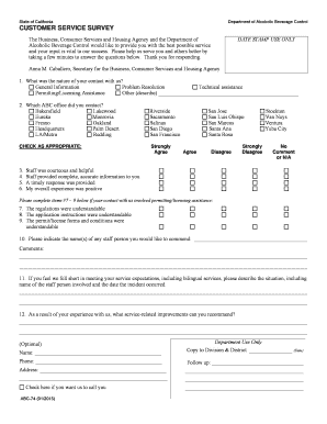 California ABC Customer Service Survey