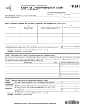 New York Clean Heating Fuel Credit Form IT-241
