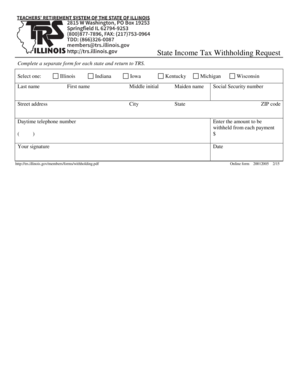 State Income Tax Withholding Request