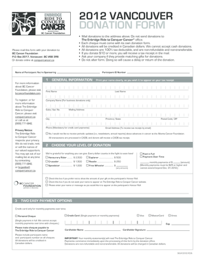 2012 Vancouver Donation Form
