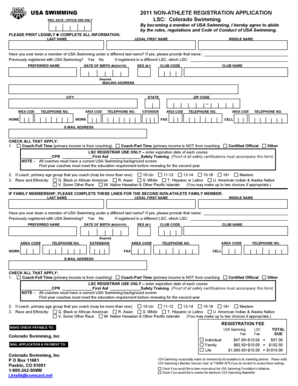 USA Swimming Non-Athlete Registration Application