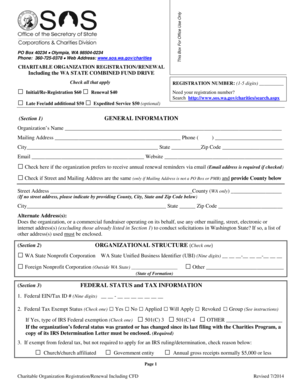 Washington Charitable Organization Registration Form