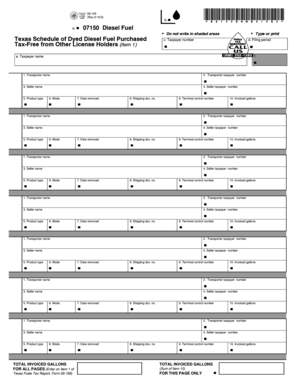 Texas Schedule of Dyed Diesel Fuel Purchased