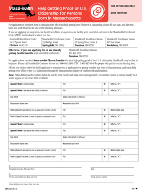 Massachusetts Proof of U.S. Citizenship Form