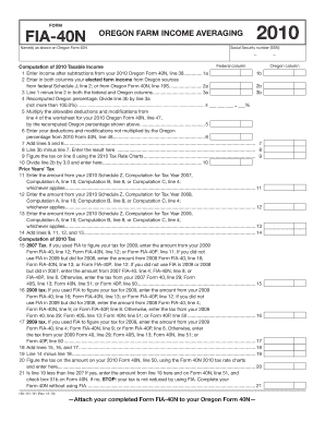 Oregon Farm Income Averaging Form 2010
