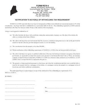 Maine Real Estate Withholding Tax Notification