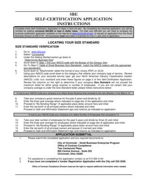 SBE Self-Certification Application