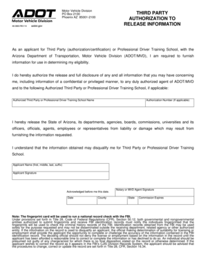Arizona Third Party Authorization Form