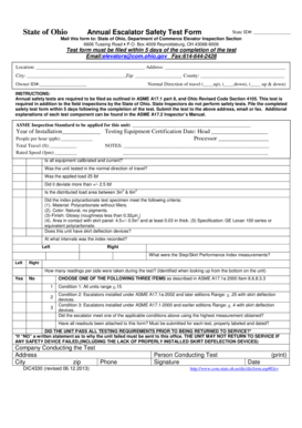 Ohio Annual Escalator Safety Test Form