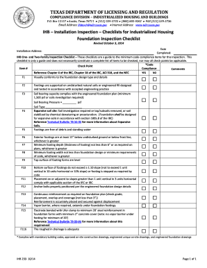 Texas Industrialized Housing Foundation Inspection Checklist