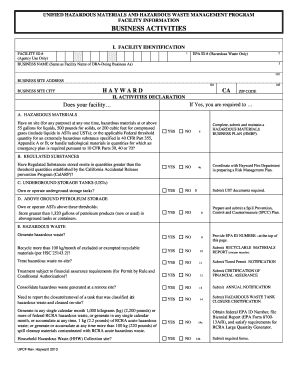 Unified Hazardous Materials and Waste Management Program Form