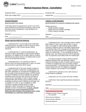Medical Insurance Waiver/Cancellation Form