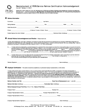 Reemployment of PERS Service Retiree Certification