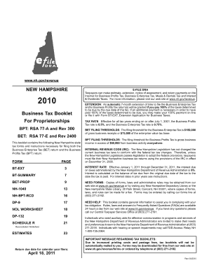New Hampshire Business Tax Extension Application