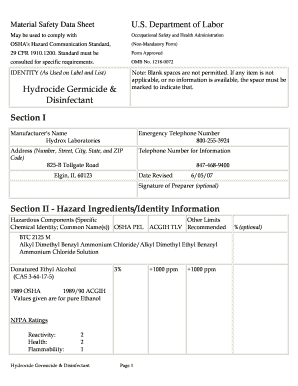 Material Safety Data Sheet