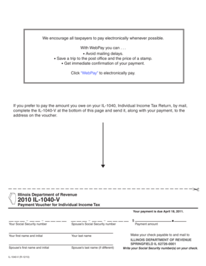 Illinois IL-1040-V Payment Voucher