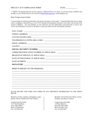 Privacy Act Compliance Form