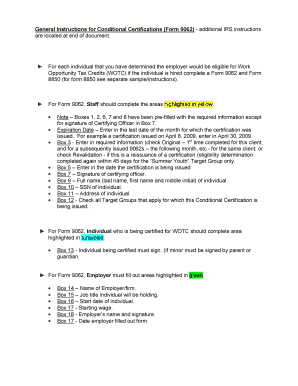 Form 9062 Conditional Certification