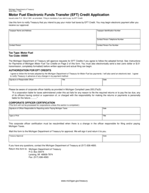 Michigan Motor Fuel EFT Credit Application