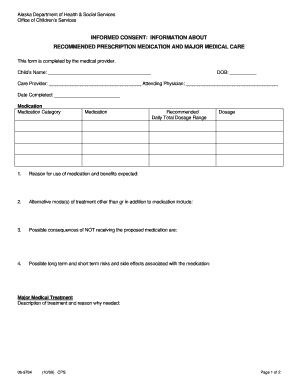 Alaska Informed Consent for Medication and Medical Care