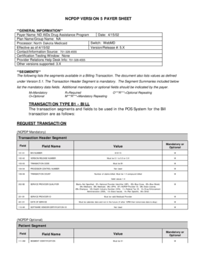NCPDP Version 5 Payer Sheet