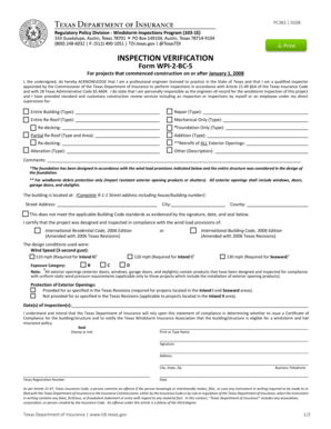 Texas Windstorm Inspection Verification Form
