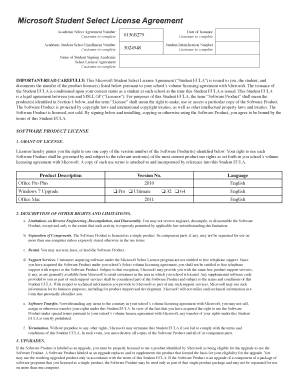 Microsoft Student Select License Agreement
