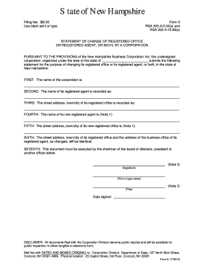 New Hampshire Registered Office Change Form