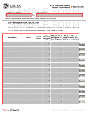 LEED-NC 2.2 Certified Wood Submittal Form