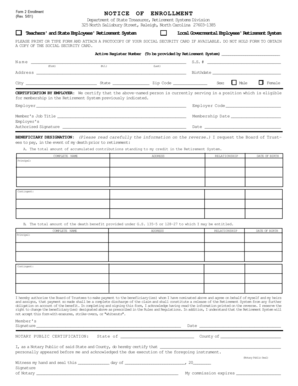 North Carolina Retirement System Enrollment Form