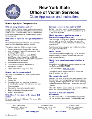 New York State Victim Services Claim Application