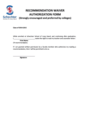 Recommendation Waiver Authorization Form