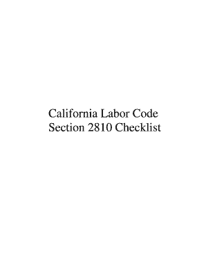 California Labor Code Section 2810 Checklist