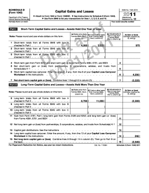 Schedule D Form 1040 Capital Gains and Losses