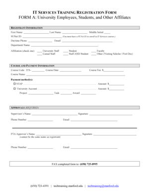 IT Services Training Registration Form