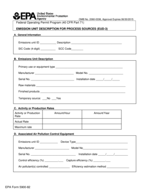 Emission Unit Description for Process Sources