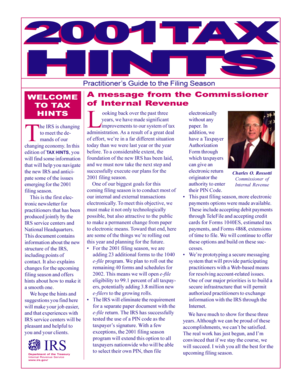 IRS Practitioner's Guide to the 2001 Filing Season