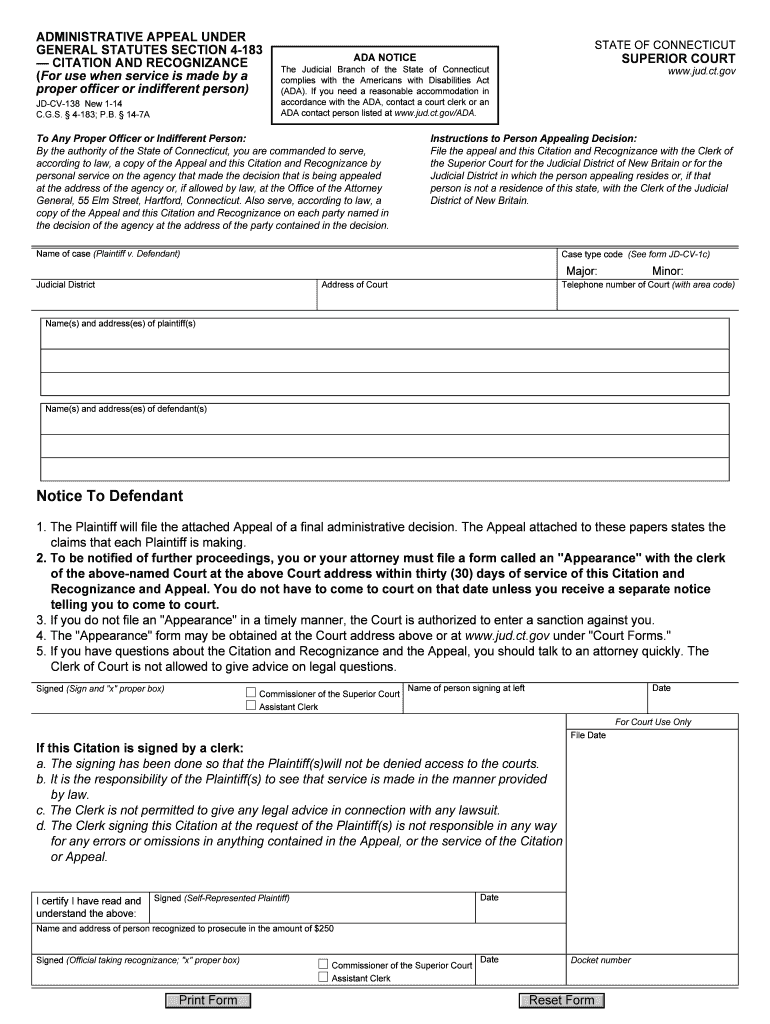 Citation and recognizance - Connecticut Judicial Branch - CT - jud ct Preview on Page 1