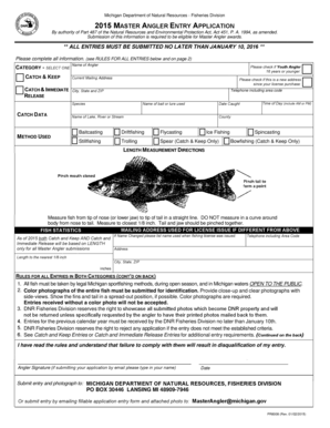 Michigan Master Angler Entry Application
