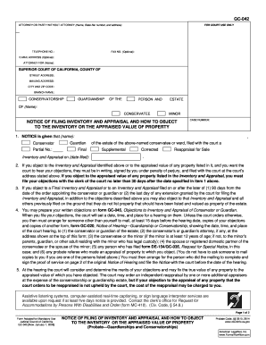 California Notice of Filing Inventory and Appraisal
