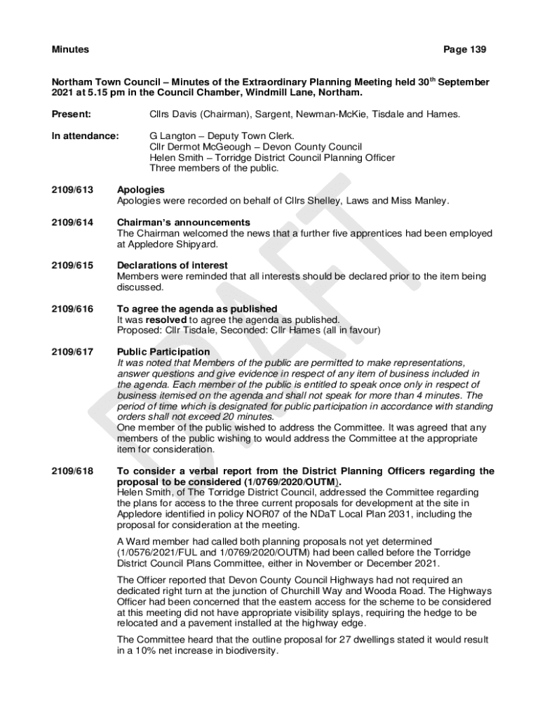 Fillable Online 15 pm in the Council Chamber, Windmill Lane, Northam