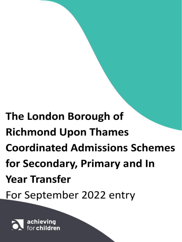 Fillable Online PanLondon Coordinated Admissions System for the