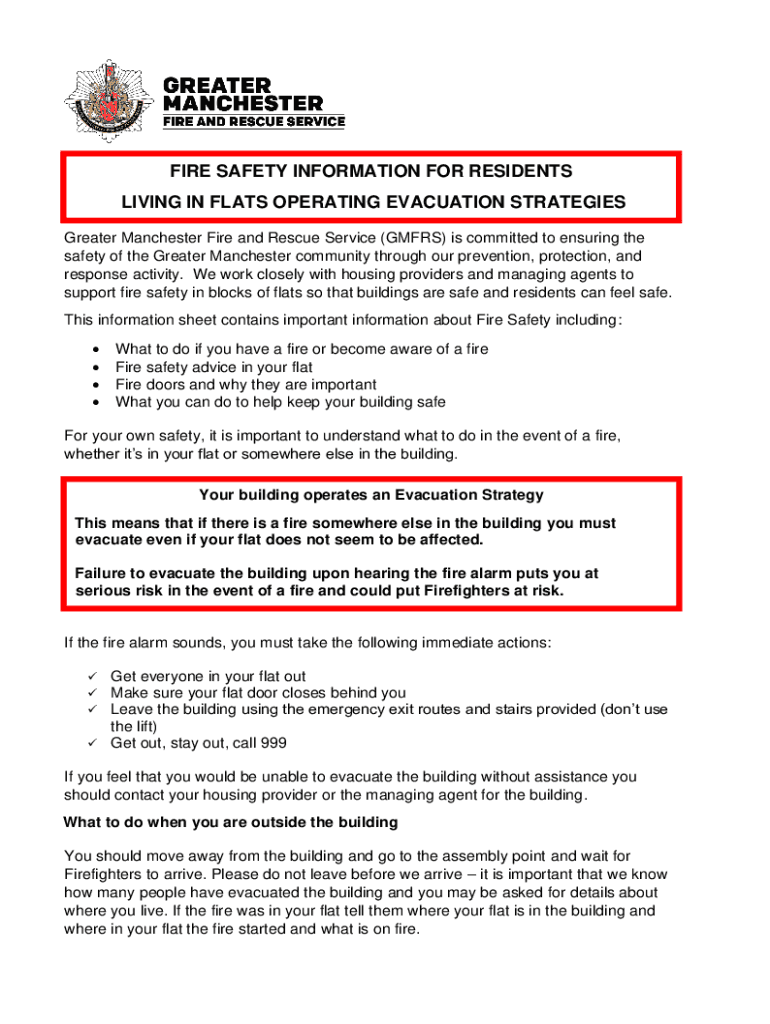 Fillable Online Fire Safety Information for Residents Living in Flats
