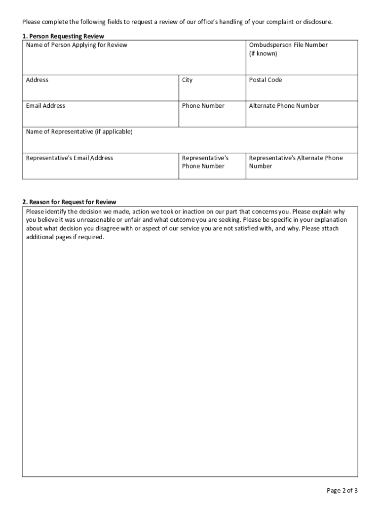 Fillable Online How do I escalate my complaint to the Ombudsman Group