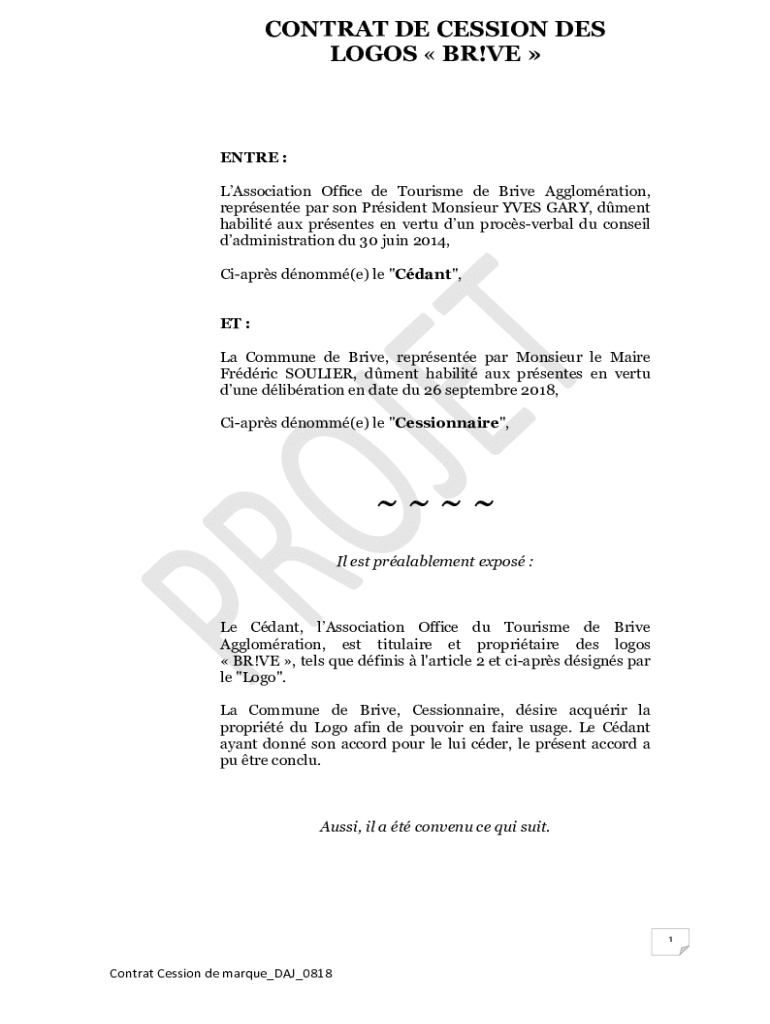 Remplissable En Ligne contrat de cession des logosbr!ve Faxer Email
