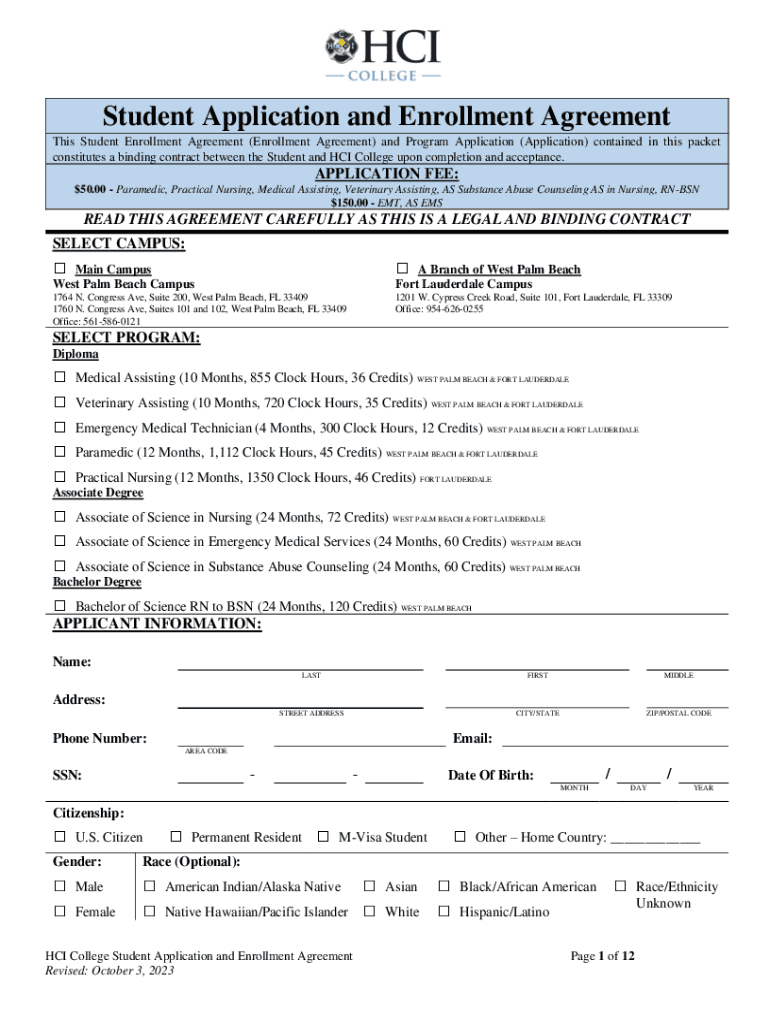 Fillable Online Enrollment Agreement Checklist BPPE Fax Email Print