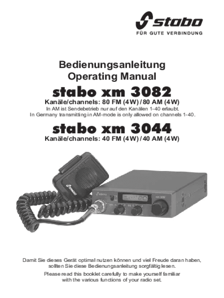 Ausfüllbar Online stabo xm 3082 Operating Manual Fax Email Drucken ...