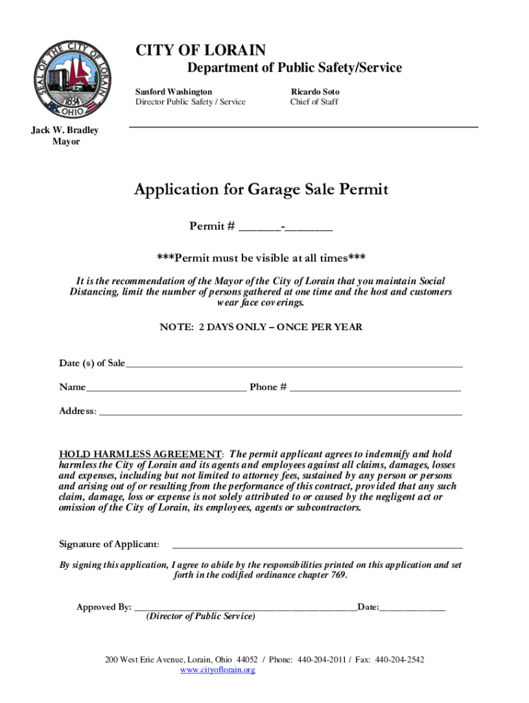 application garage sale permit form Preview on Page 1