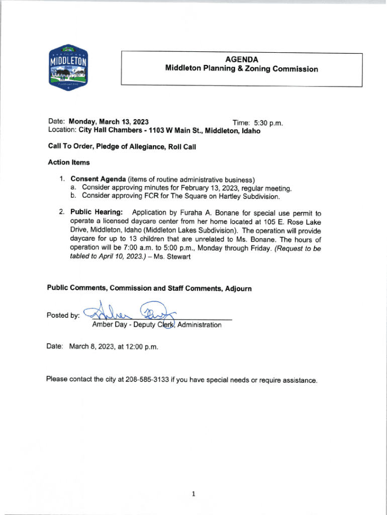 Fillable Online Planning and Zoning Departments City of Middleton