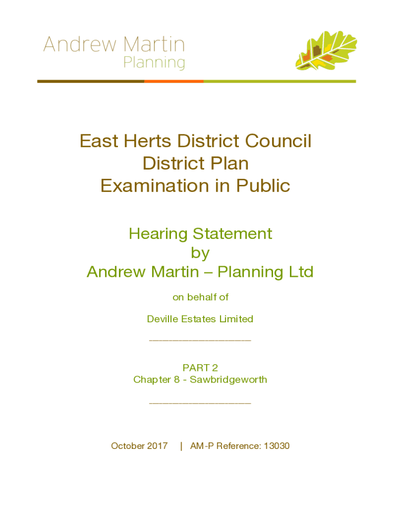 Fillable Online East Herts District Council District Plan Examination